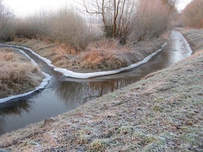 Der Wesernebenfluss Bastau im Naturschutzgebiet Bastauwiesen im Kreis Minden-Lübbecke in Nordrhein-Westfalen. Die Bastau nimmt zahlreiche Gräben auf, die zur Entwässerung der moorigen Landschaft...