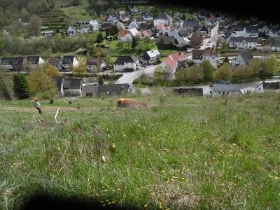 Naturschutzgebiet Sticklenberg / Schwarze Haupt während eines Mucheinsatzes mit einem MBD Green Climber im Mai 2023.