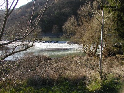 Blick auf das Nieverner Wehr.