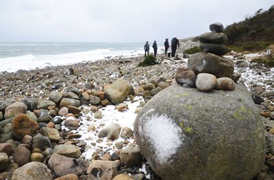 Hiking on the rocky beaches