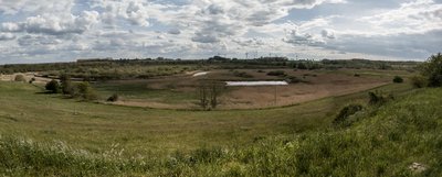 Panoramic view of the Recknitz Valley landscape protection area and nature reserve Torfstichgelände Bei Carlewitz from Daskow